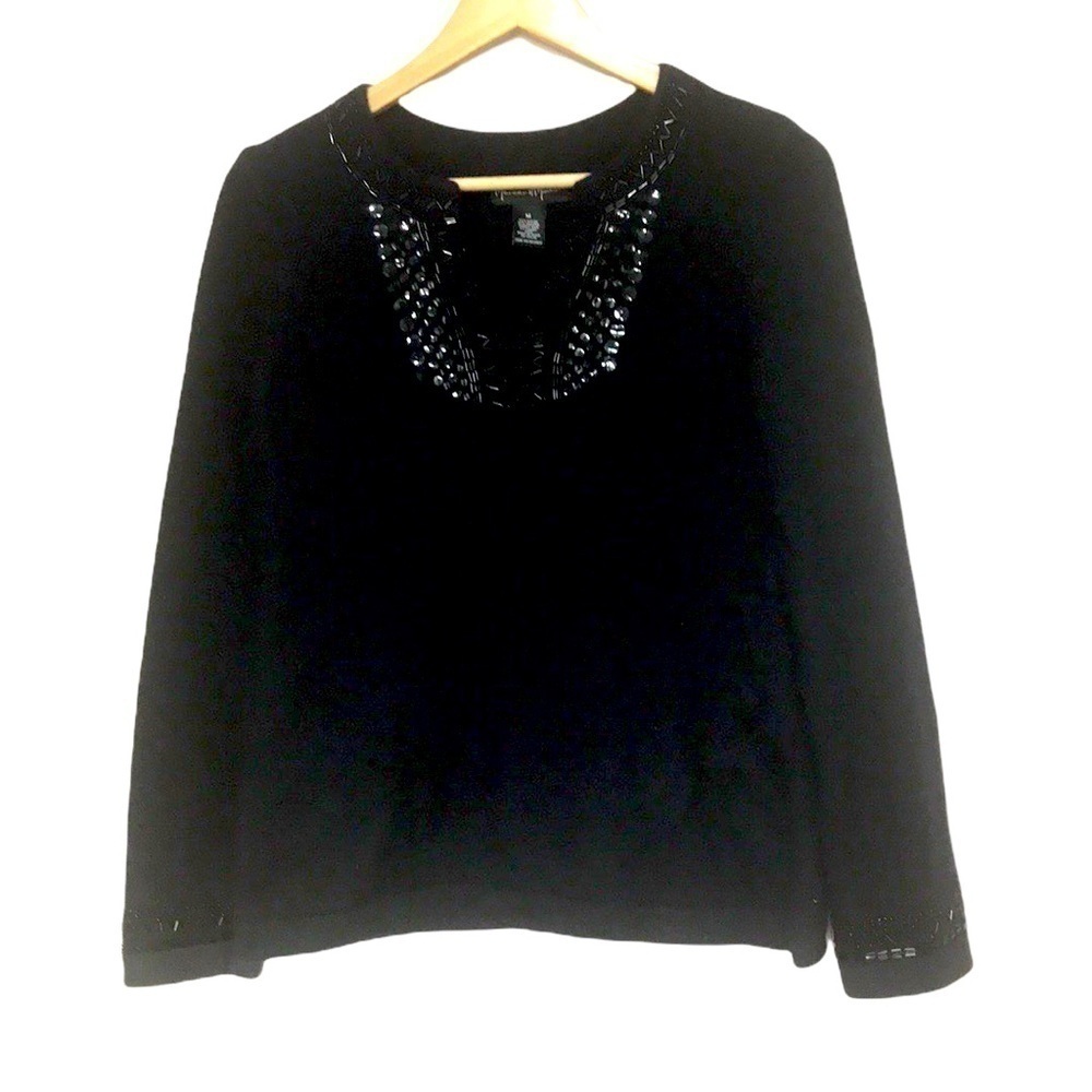 Vintage MERCER & Madison rabbit hair lambs wool sequin beaded sweater M